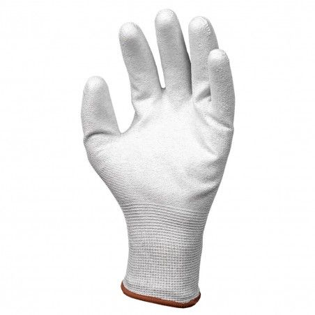 Coverguard - Gants blanc ESD en polyester carbone enduit PU EUROLITE EST90 (Pack de 10)