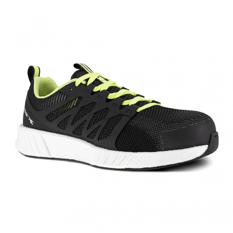Reebok - Chaussures de sécurité basses noires vert citron en maille nylon embout composite S1P SRC ESD