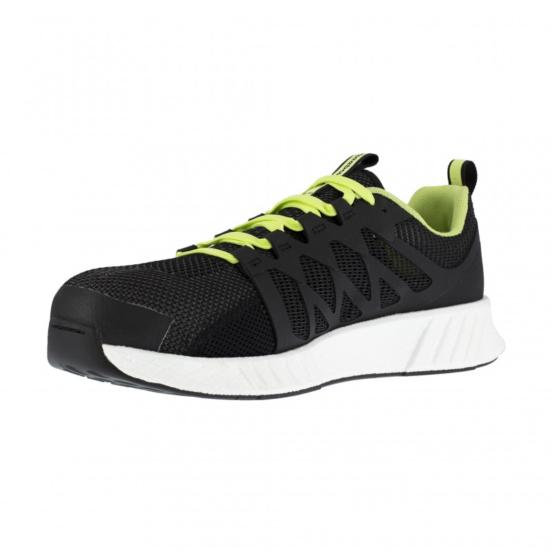 Reebok - Chaussures de sécurité basses noires vert citron en maille nylon embout composite S1P SRC ESD