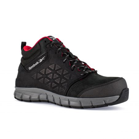 Reebok - Chaussures de sécurité montantes noires en cuir imperméable embout aluminium S3 SRC