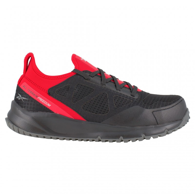 Reebok - Baskets de sécurité basses noires et rouges en maille nylon embout aluminium ALL TERRAIN S1P SRC