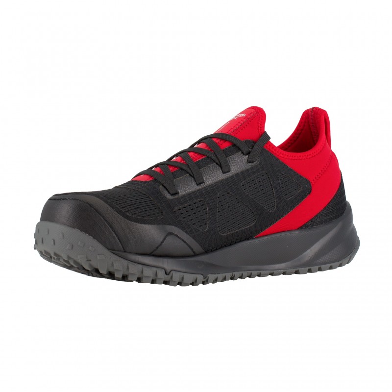 Reebok - Baskets de sécurité basses noires et rouges en maille nylon embout aluminium ALL TERRAIN S1P SRC