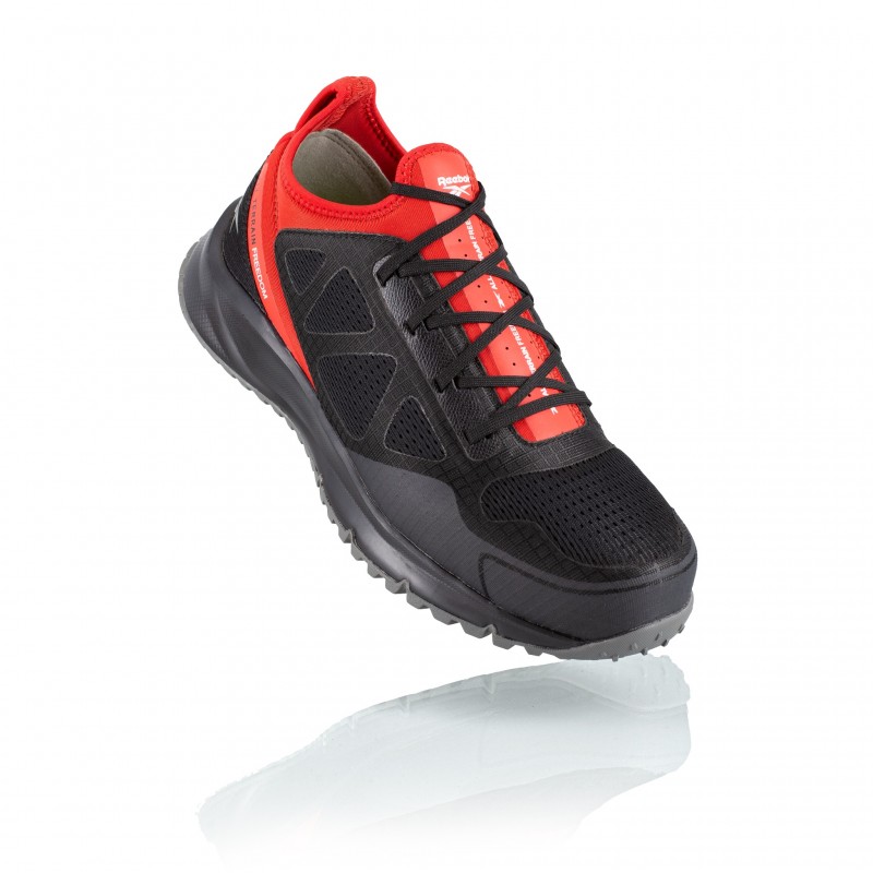 Reebok - Baskets de sécurité basses noires et rouges en maille nylon embout aluminium ALL TERRAIN S1P SRC