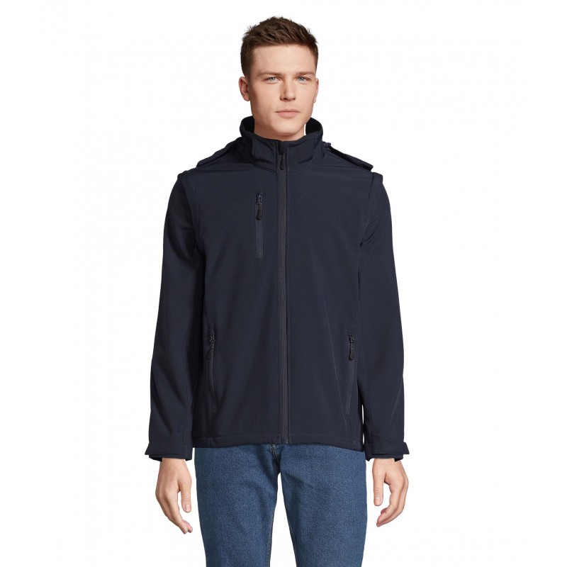 Sol's - Softshell capuche et manches amovibles FALCON 3IN1 - Bleu Abysse