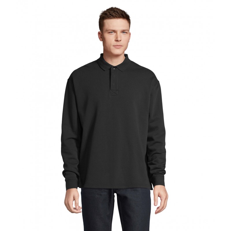 Sol's - Sweat-shirt unisexe col polo HERITAGE - Noir