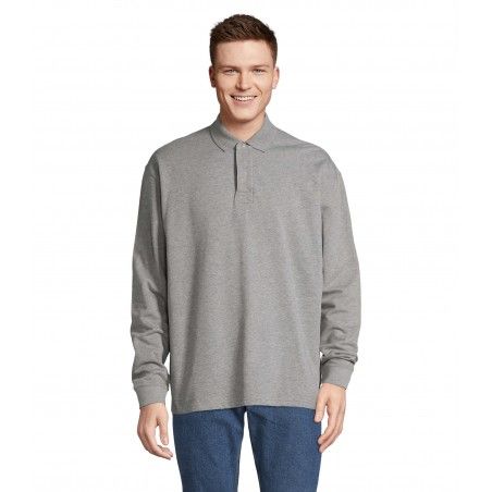 Sol's - Sweat-shirt unisexe col polo HERITAGE - Gris Chiné