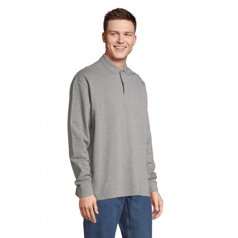 Sol's - Sweat-shirt unisexe col polo HERITAGE - Gris Chiné