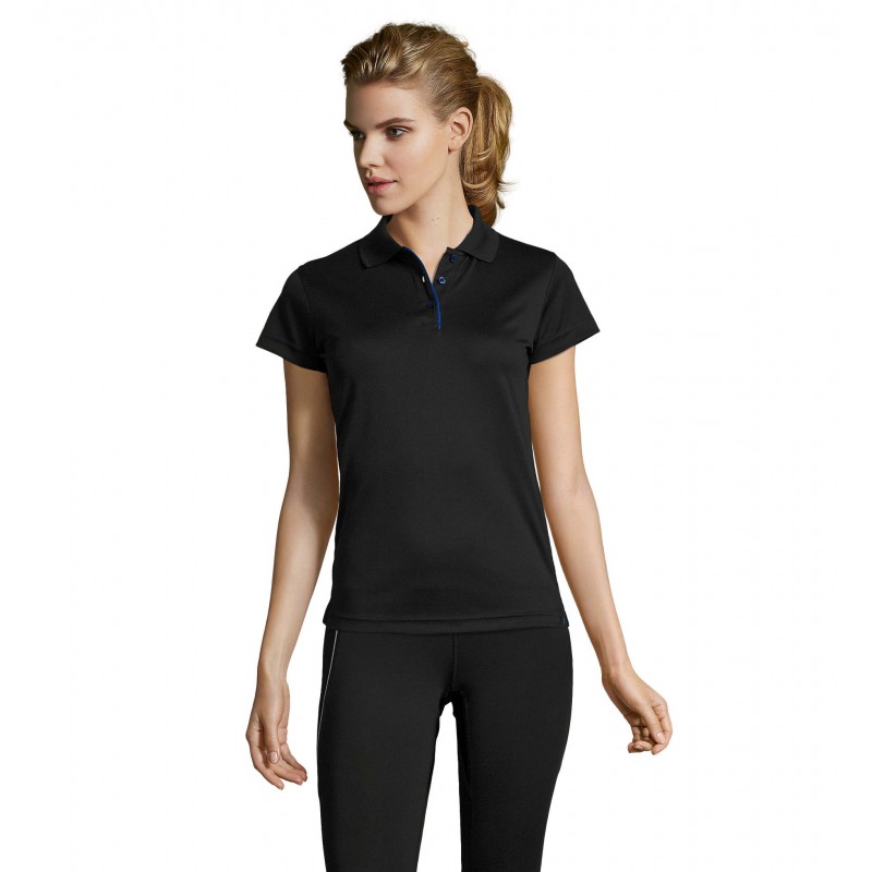 Sol's - Polo sport femme PERFORMER WOMEN - Noir