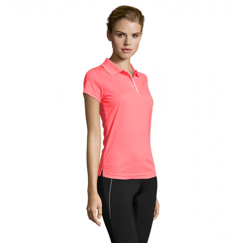 Sol's - Polo sport femme PERFORMER WOMEN - Corail Fluo