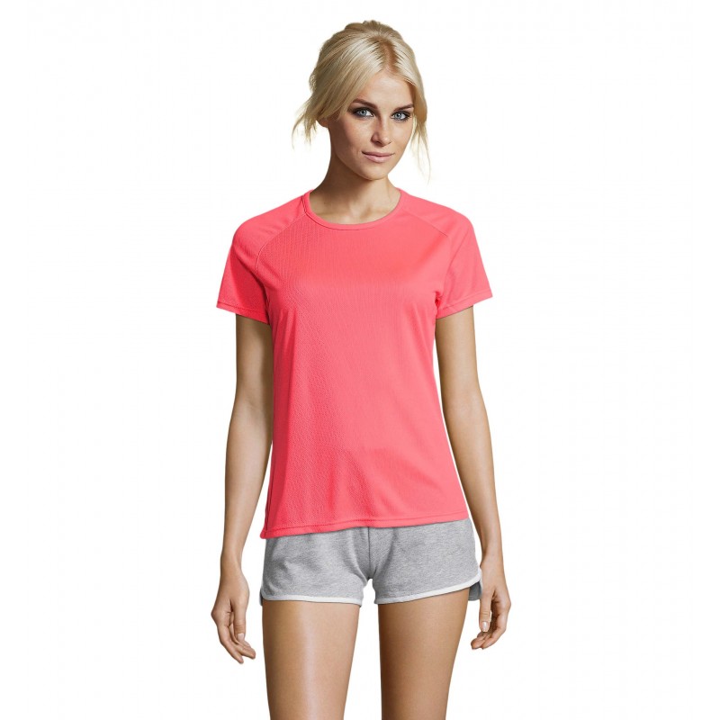 Sol's - Tee-shirt femme manches raglan SPORTY WOMEN - Corail Fluo