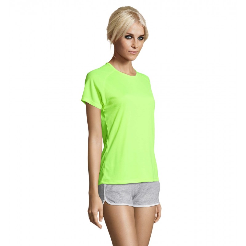 Sol's - Tee-shirt femme manches raglan SPORTY WOMEN - Jaune Fluo