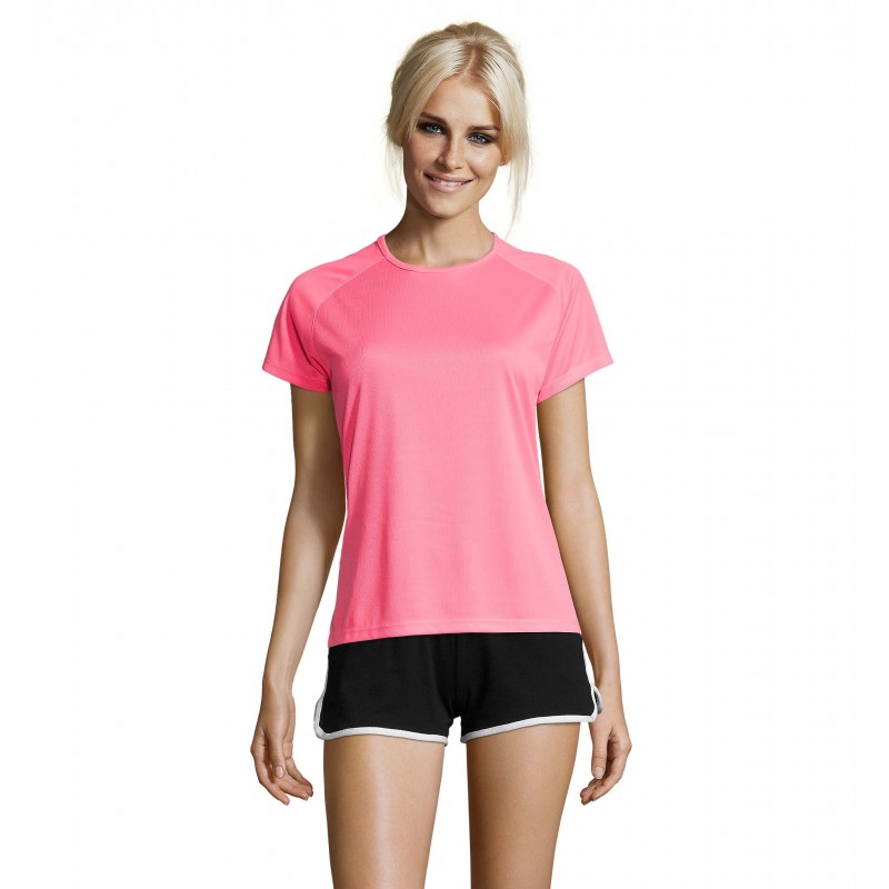 Sol's - Tee-shirt femme manches raglan SPORTY WOMEN - Rose Fluo
