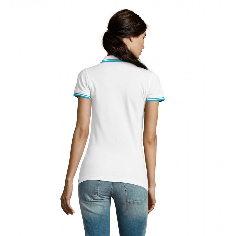 Sol's - Polo femme PASADENA WOMEN - Blanc / Aqua