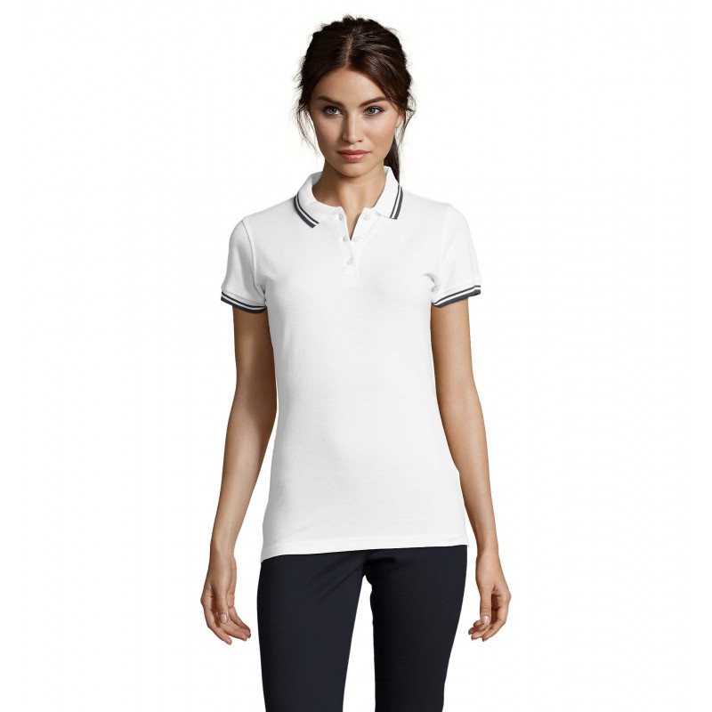 Sol's - Polo femme PASADENA WOMEN - Blanc / Marine