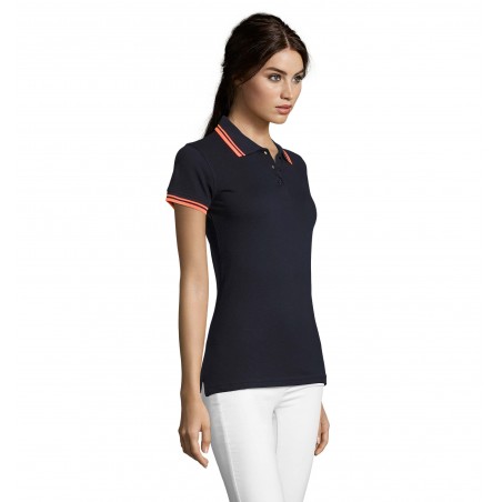 Sol's - Polo femme PASADENA WOMEN - French Marine / Orange Fluo