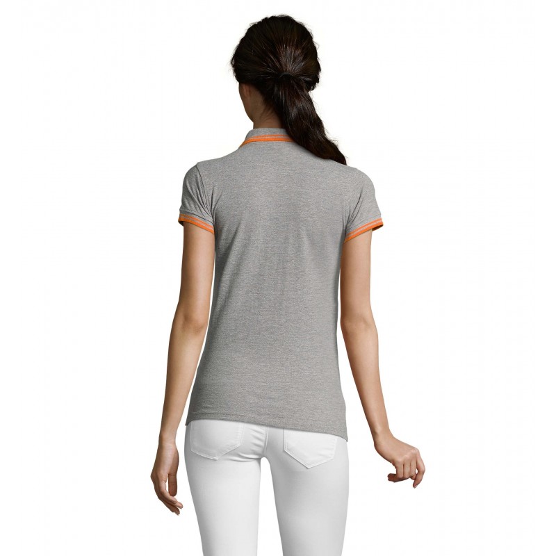 Sol's - Polo femme PASADENA WOMEN - Gris Chiné / Orange
