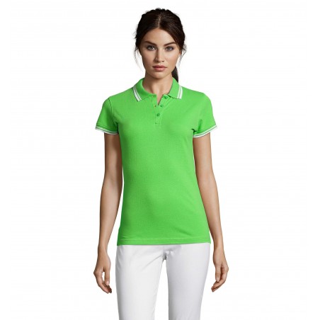 Sol's - Polo femme PASADENA WOMEN - Lime / Blanc