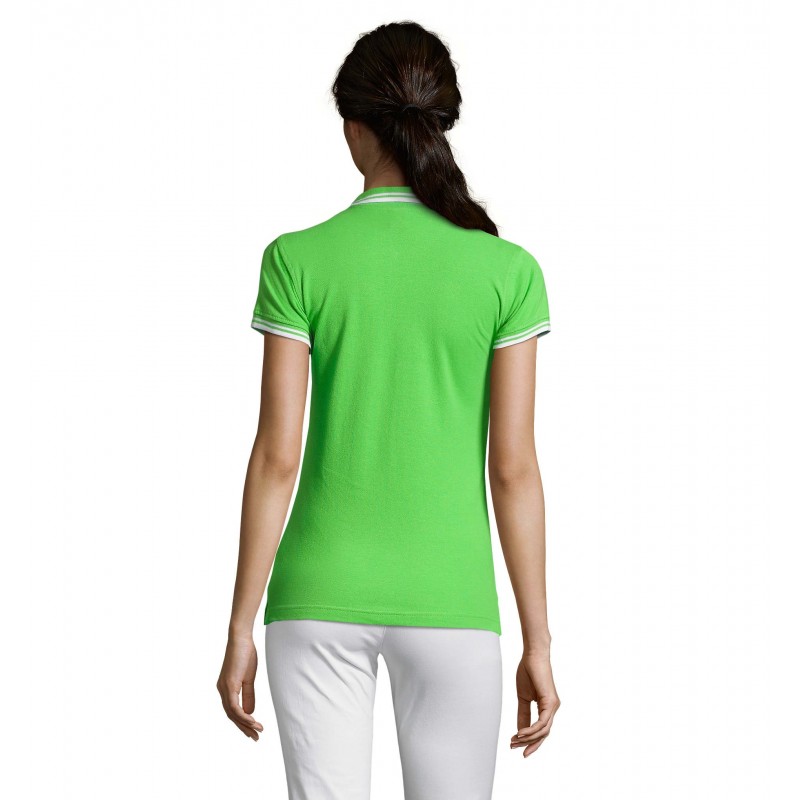 Sol's - Polo femme PASADENA WOMEN - Lime / Blanc