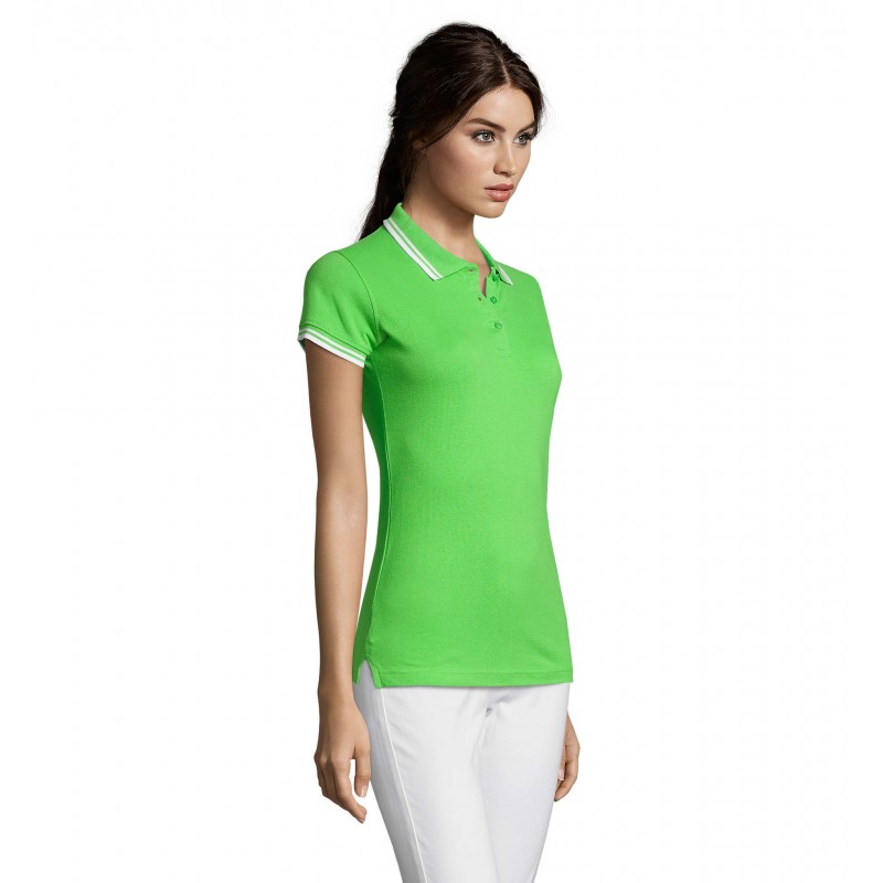 Sol's - Polo femme PASADENA WOMEN - Lime / Blanc