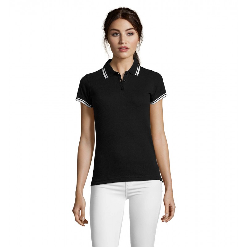 Sol's - Polo femme PASADENA WOMEN - Noir / Blanc