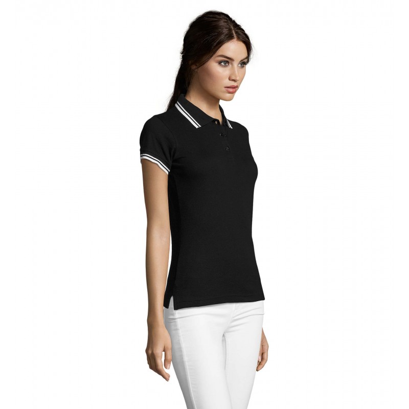 Sol's - Polo femme PASADENA WOMEN - Noir / Blanc