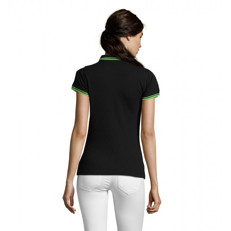 Sol's - Polo femme PASADENA WOMEN - Noir / Lime