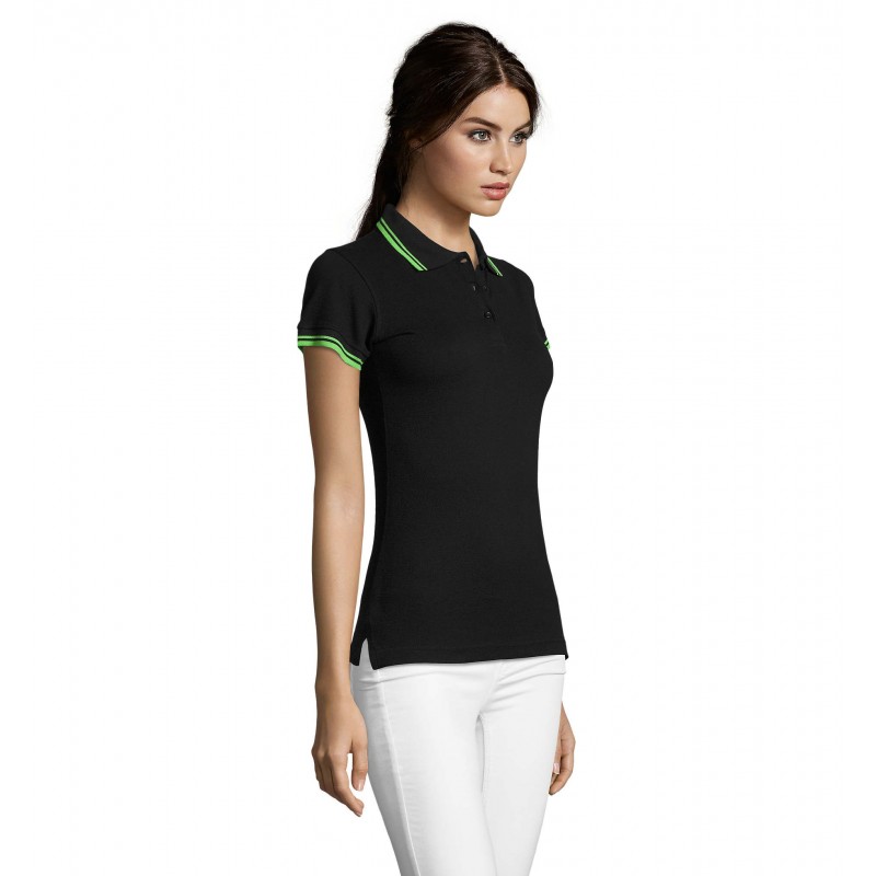 Sol's - Polo femme PASADENA WOMEN - Noir / Lime