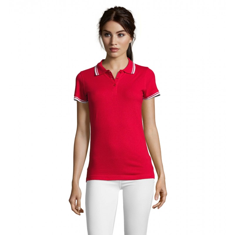 Sol's - Polo femme PASADENA WOMEN - Rouge / Blanc
