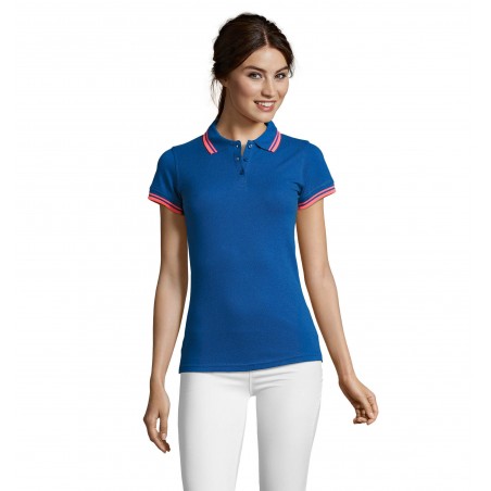 Sol's - Polo femme PASADENA WOMEN - Royal / Corail Fluo