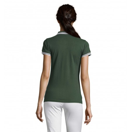 Sol's - Polo femme PASADENA WOMEN - Vert Forêt / Blanc