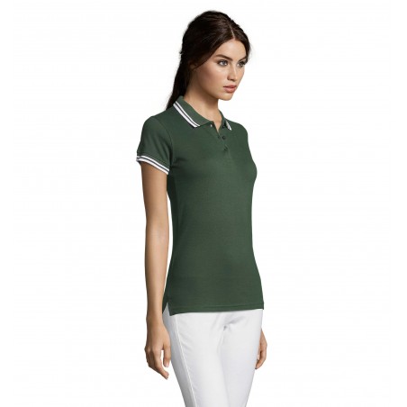 Sol's - Polo femme PASADENA WOMEN - Vert Forêt / Blanc