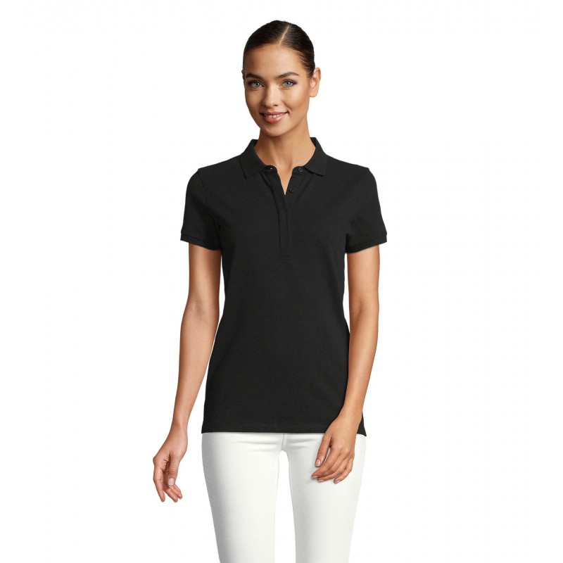 Neoblu - Polo piqué patte cachée femme OWEN WOMEN - Noir Profond