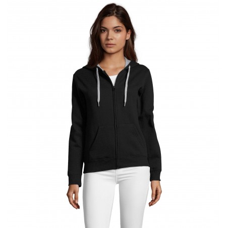 Sol's - Veste zippée femme bicolore à capuche doublée contrastée SOUL WOMEN - Noir