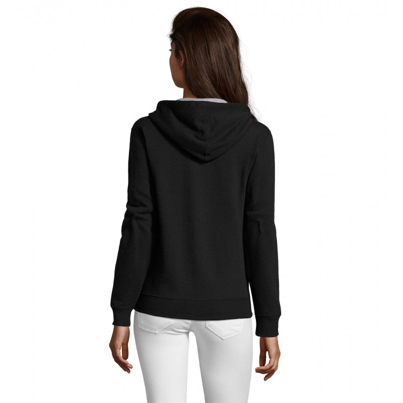 Sol's - Veste zippée femme bicolore à capuche doublée contrastée SOUL WOMEN - Noir