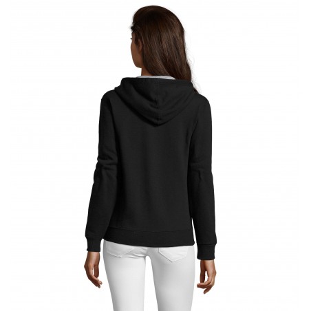 Sol's - Veste zippée femme bicolore à capuche doublée contrastée SOUL WOMEN - Noir