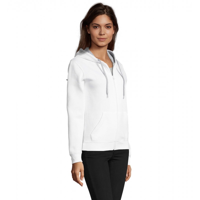 Sol's - Veste zippée femme bicolore à capuche doublée contrastée SOUL WOMEN - Blanc