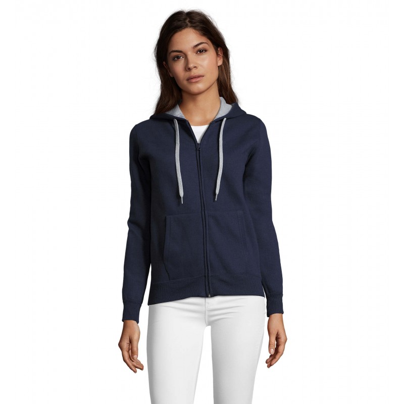 Sol's - Veste zippée femme bicolore à capuche doublée contrastée SOUL WOMEN - French Marine