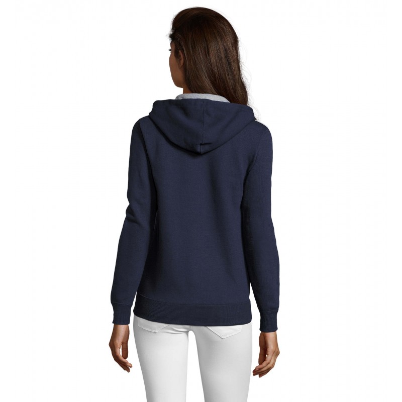 Sol's - Veste zippée femme bicolore à capuche doublée contrastée SOUL WOMEN - French Marine