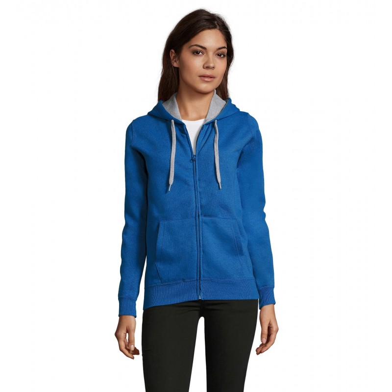 Sol's - Veste zippée femme bicolore à capuche doublée contrastée SOUL WOMEN - Royal