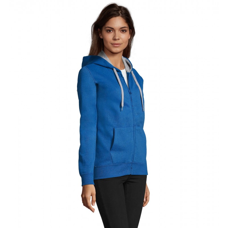 Sol's - Veste zippée femme bicolore à capuche doublée contrastée SOUL WOMEN - Royal
