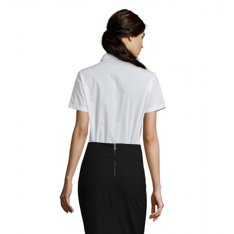Sol's - Chemise femme popeline manches courtes ESCAPE - Blanc