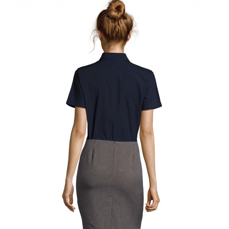 Sol's - Chemise femme popeline manches courtes ESCAPE - Bleu Foncé