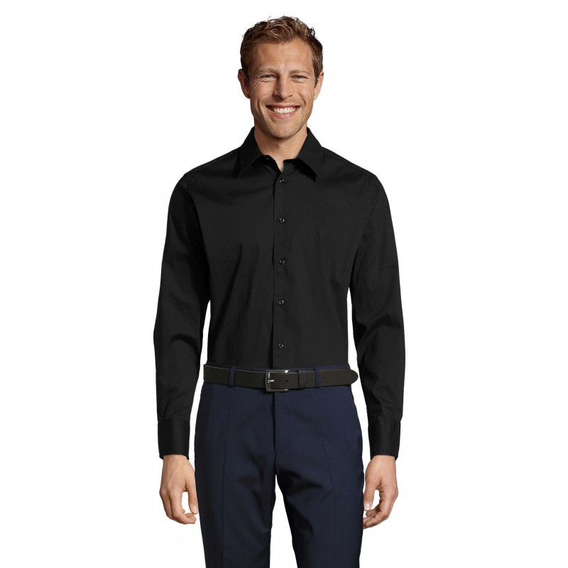 Sol's - Chemise homme stretch manches longues BRIGHTON - Noir