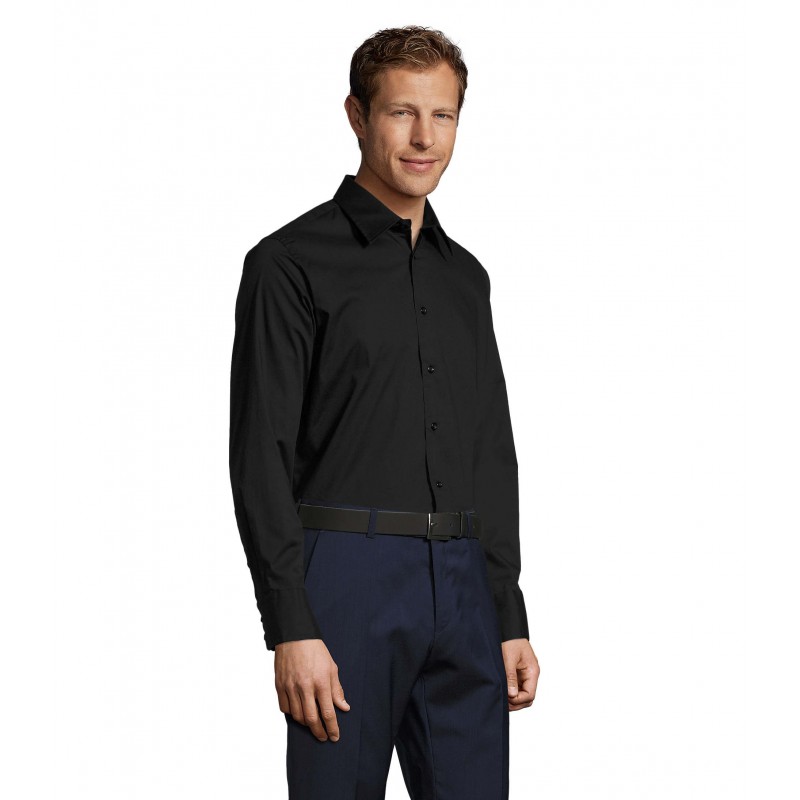 Sol's - Chemise homme stretch manches longues BRIGHTON - Noir