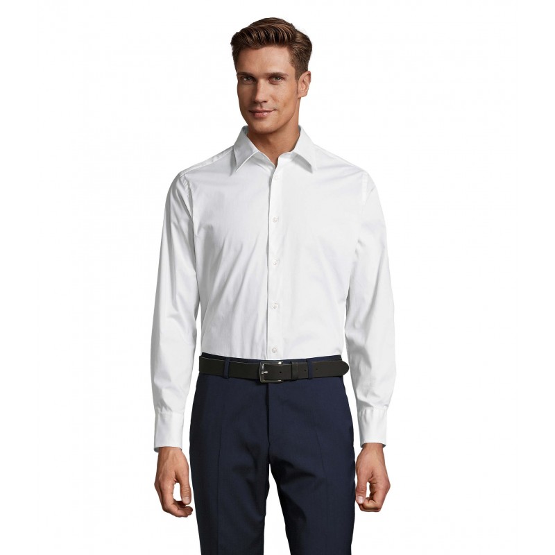 Sol's - Chemise homme stretch manches longues BRIGHTON - Blanc