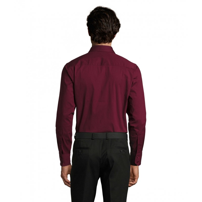 Sol's - Chemise homme stretch manches longues BRIGHTON - Bordeaux Moyen