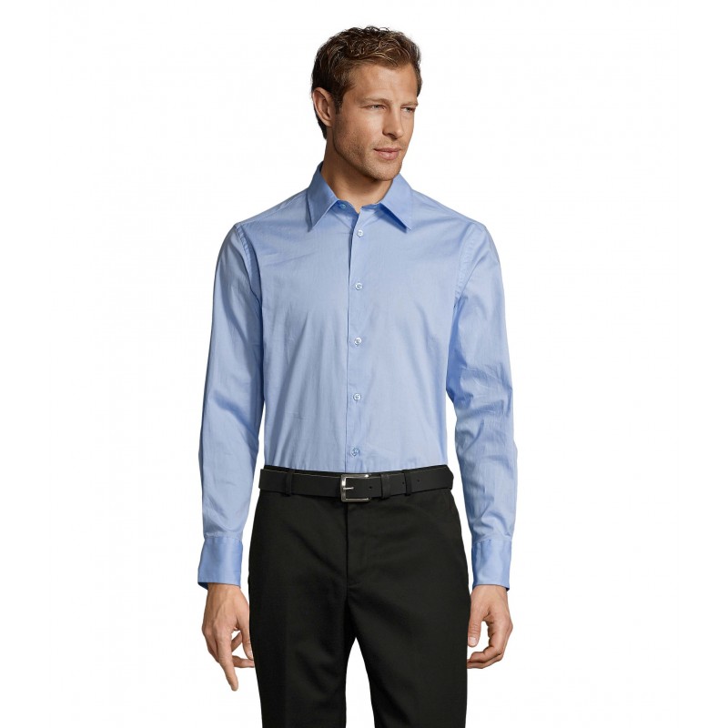 Sol's - Chemise homme stretch manches longues BRIGHTON - Ciel Vif