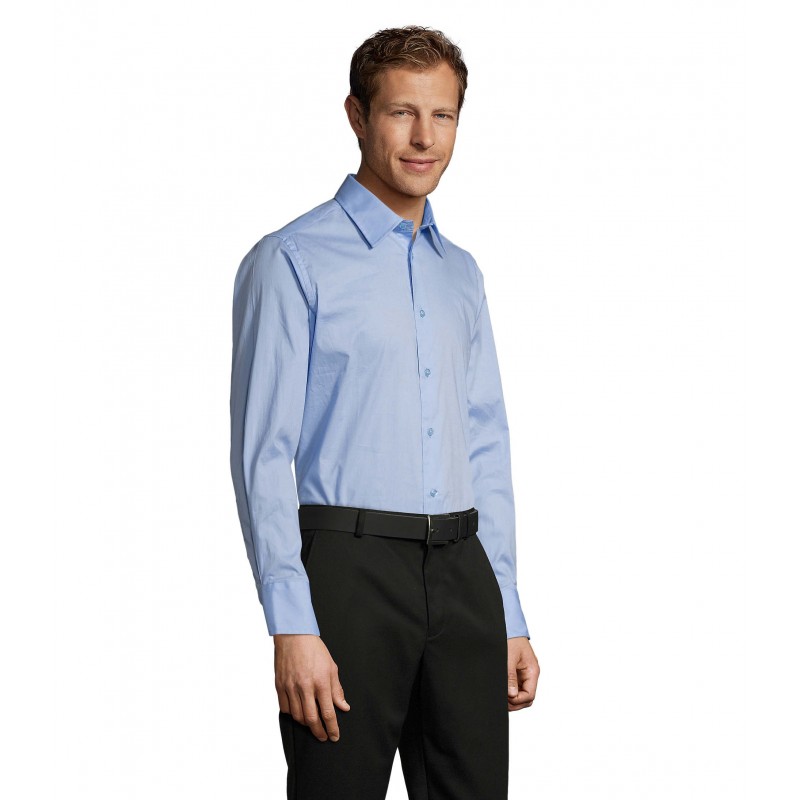 Sol's - Chemise homme stretch manches longues BRIGHTON - Ciel Vif