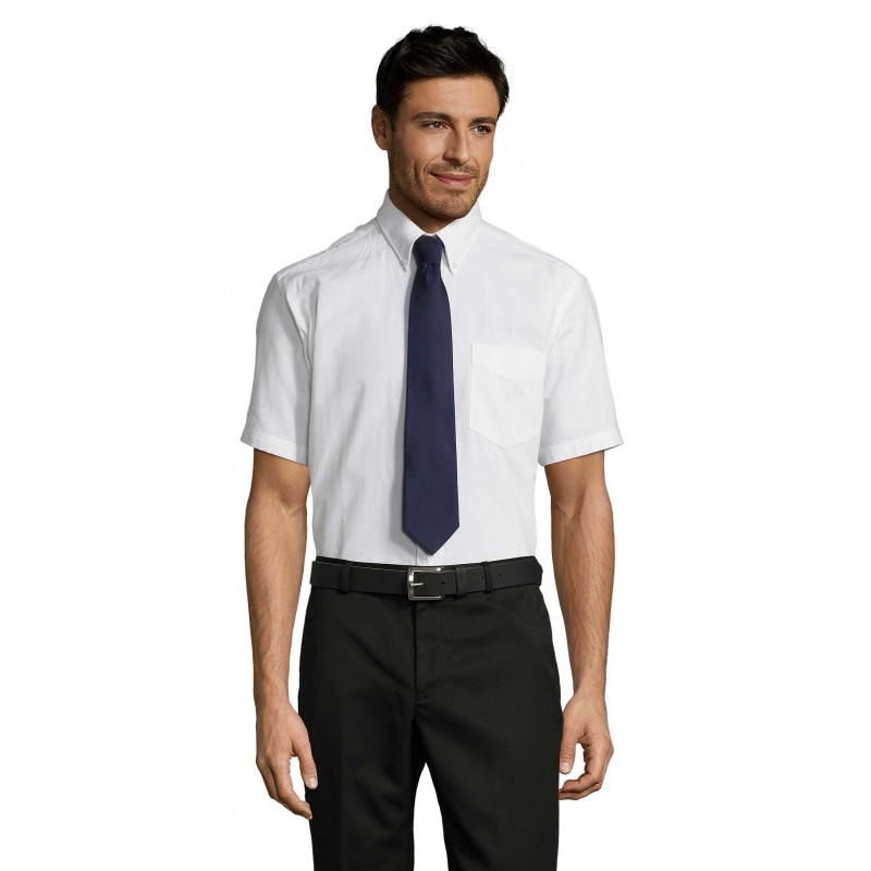 Sol's - Chemise homme oxford manches courtes BRISBANE - Blanc