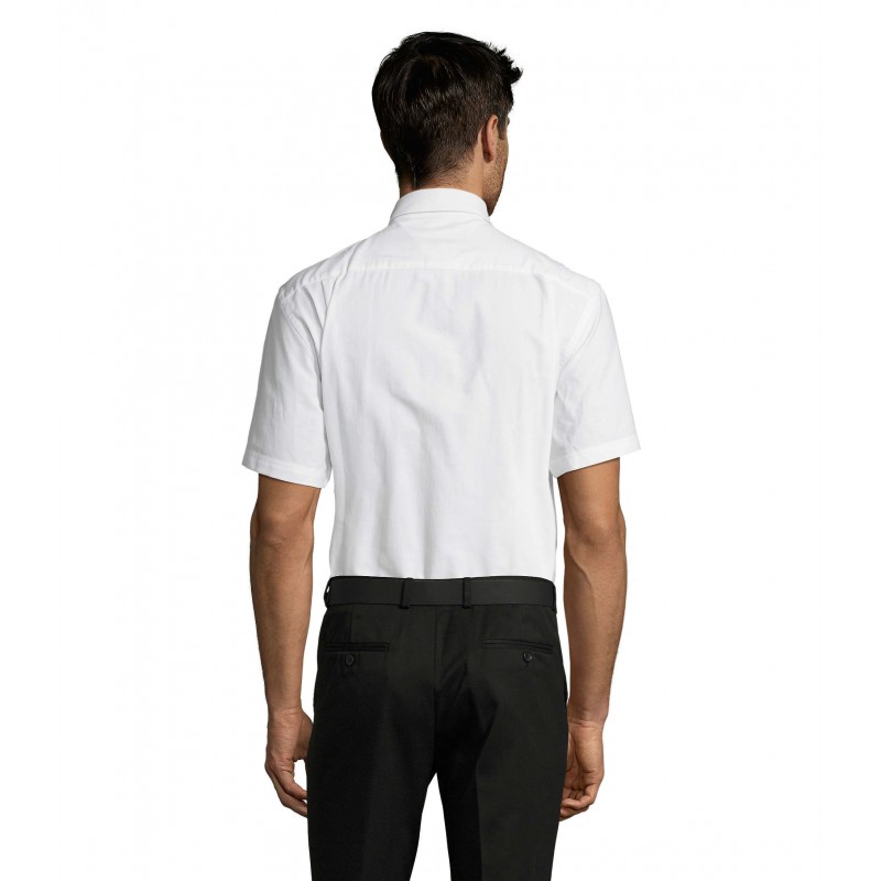 Sol's - Chemise homme oxford manches courtes BRISBANE - Blanc